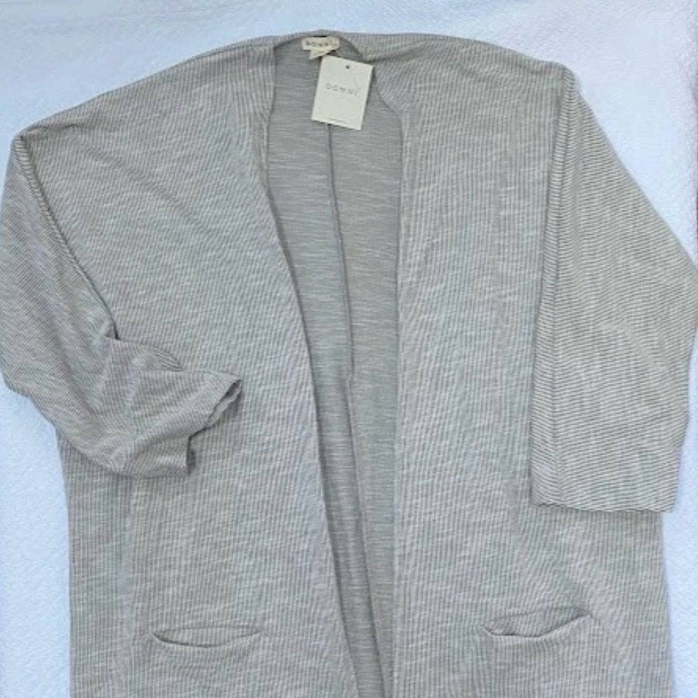 DONNI Women’s Long Cardigan Duster Open Front Neutral Minimalist Boho Layering